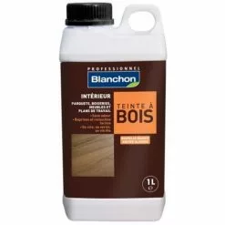 BLANCHON Teinte à Bois Aqua-polyuréthane, Utilisable Sur Parquets, Boiseries, Meubles Et Lambris , Finition Chêne Foncé, Bidon 1l